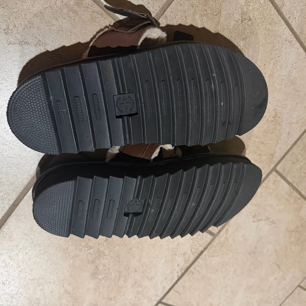 Dr.Martens Brown and Black Shearling Sandals